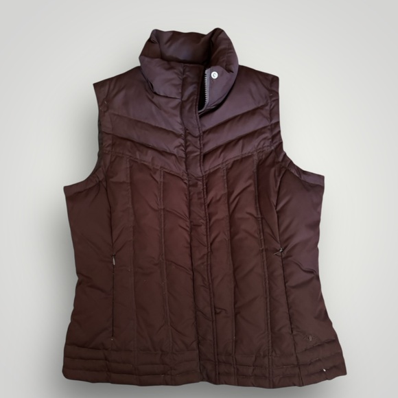 Athletic Works Brown Down Vest Winter Stand Up Collar Size M - Picture 1 of 6